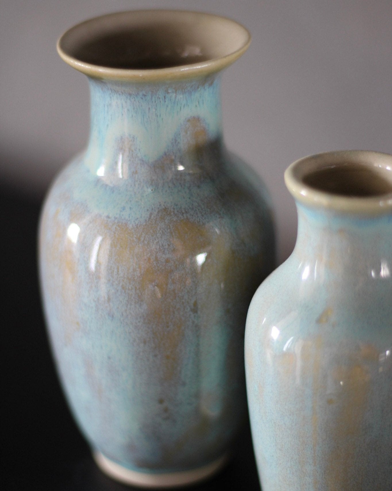 Kit 2 Vasos Classic em Cerâmica em Tons Azul Claro