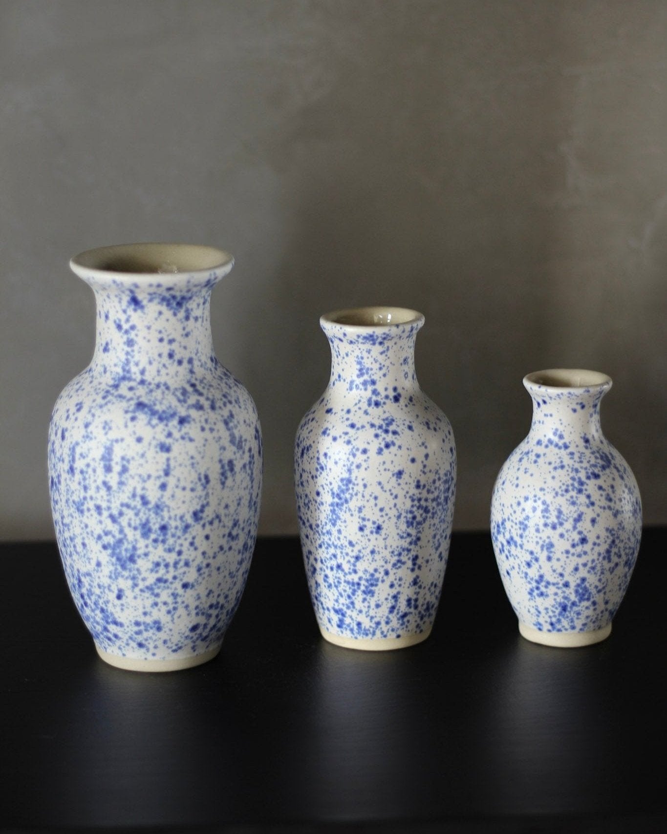 Kit 3 Vasos Classic em Cerâmica Azul e Branco