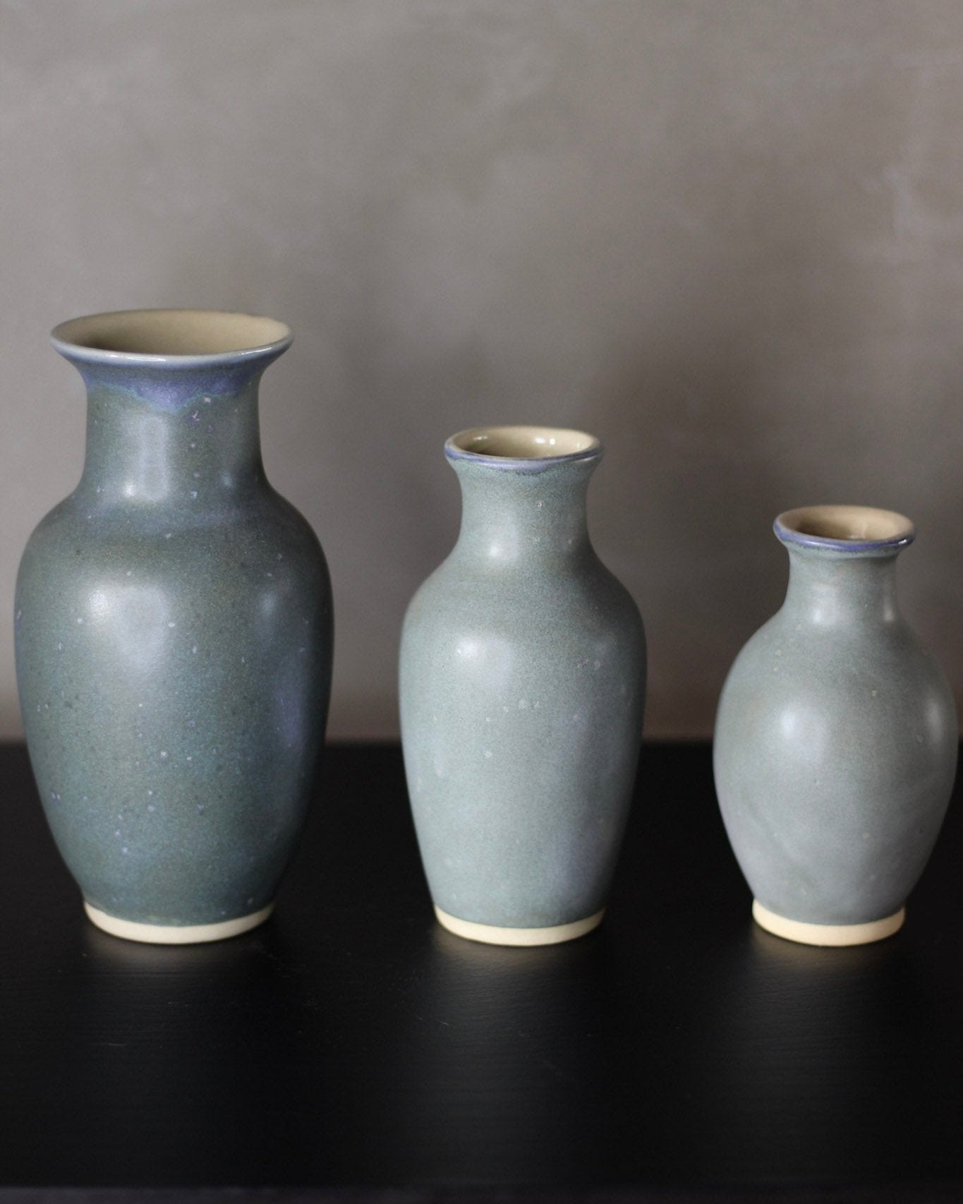 Kit 3 Vasos Classic em Cerâmica em Tons de Cinza