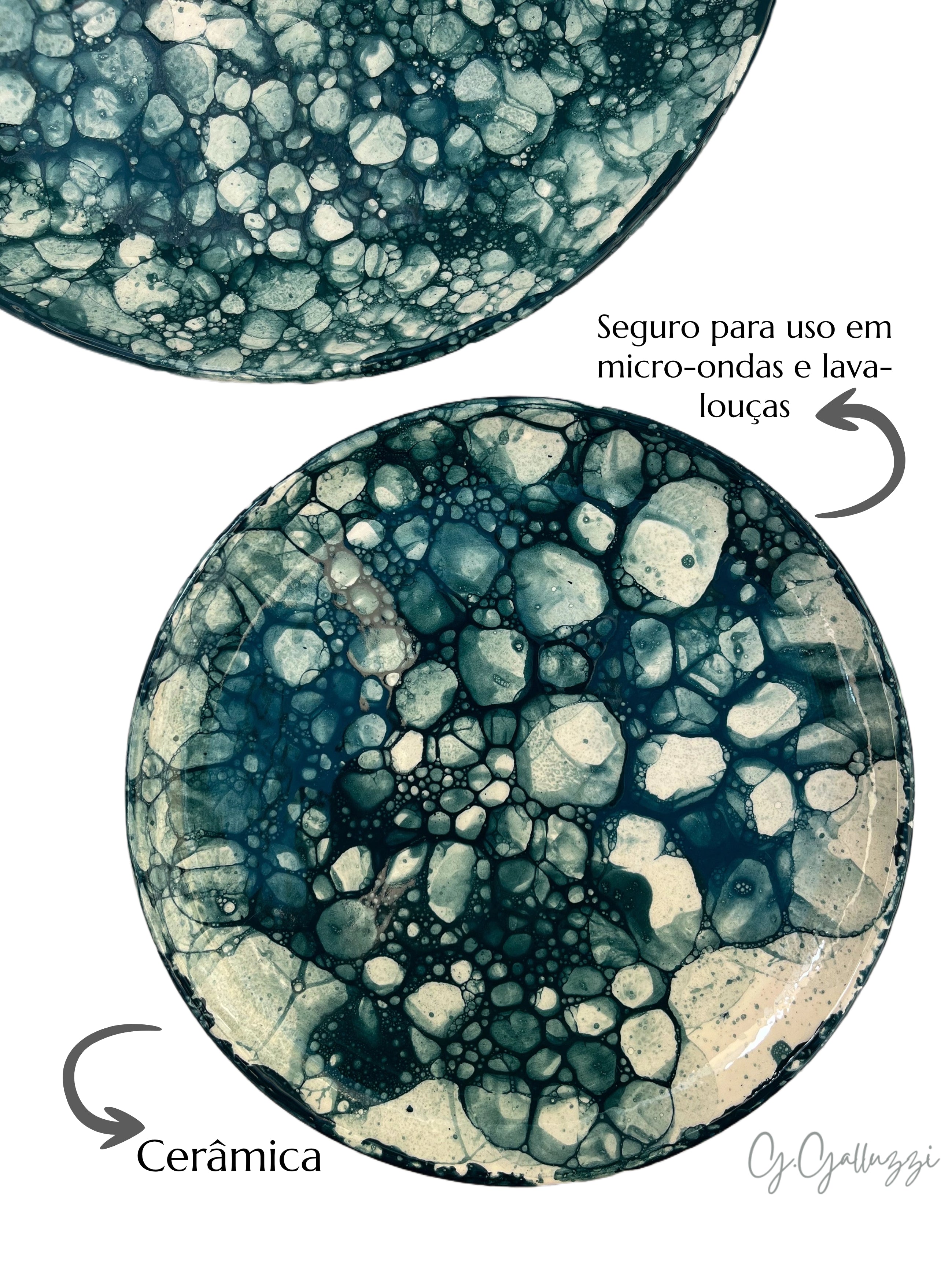 Kit Prato Bubble Refeição + Sobremesa Em Cerâmica - 2 Peças