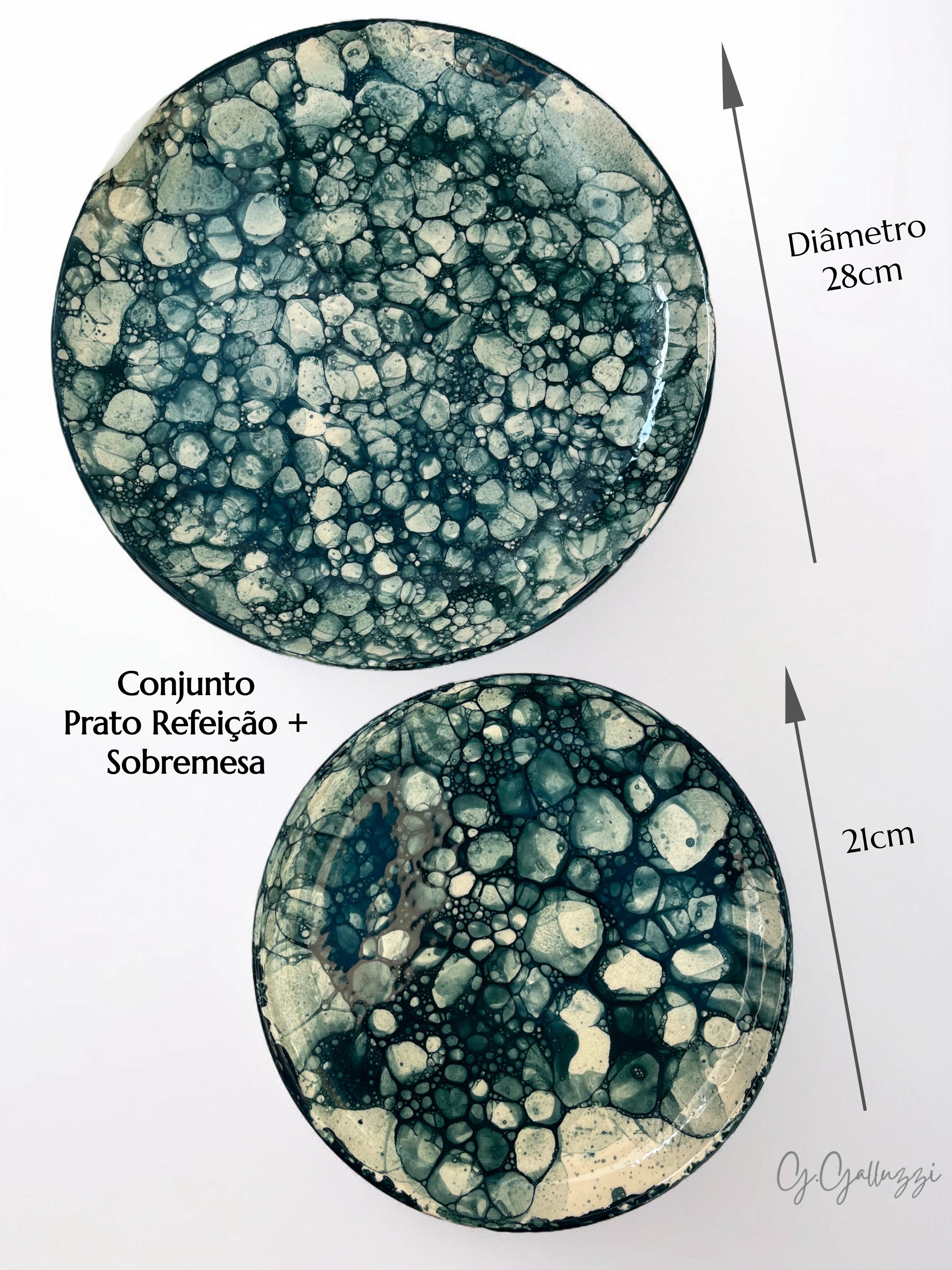 Kit Prato Bubble Refeição + Sobremesa Em Cerâmica - 2 Peças