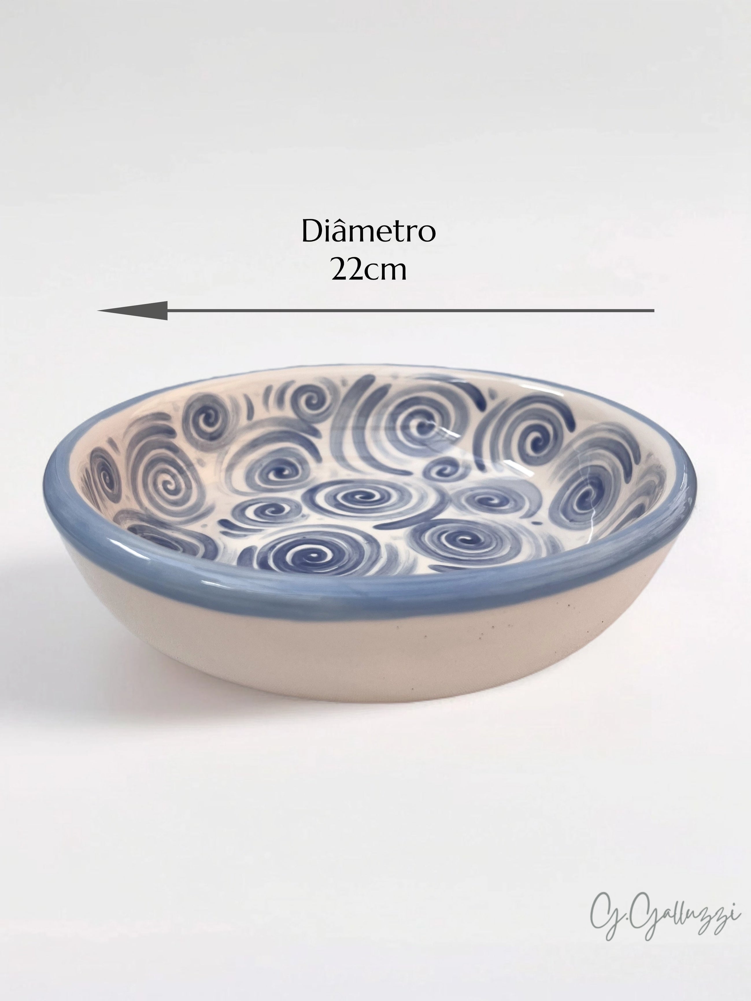 Tigela Bowl Flow De Cerâmica 22 Cm Azul