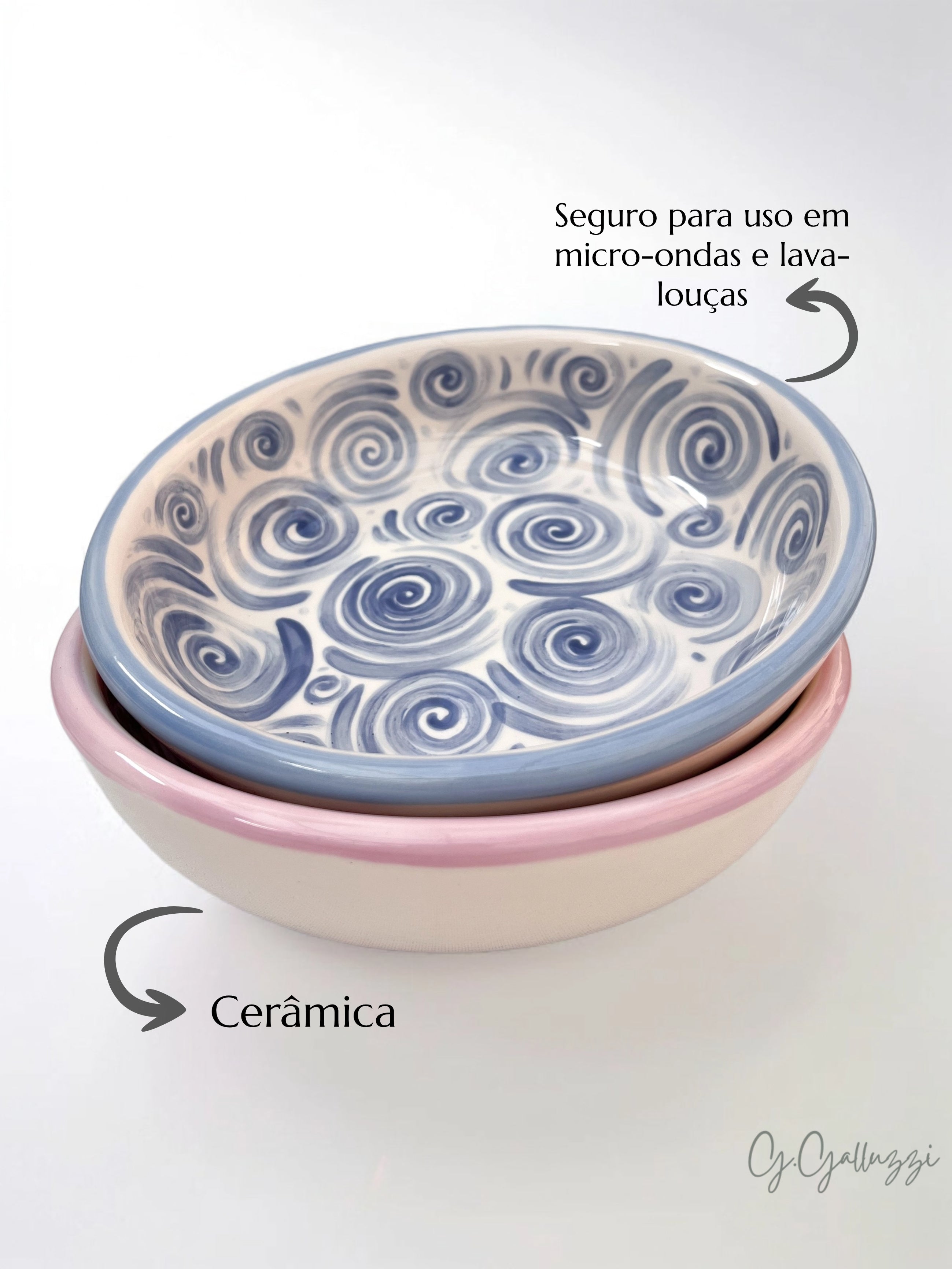 Tigela Bowl Flow De Cerâmica 22 Cm Azul