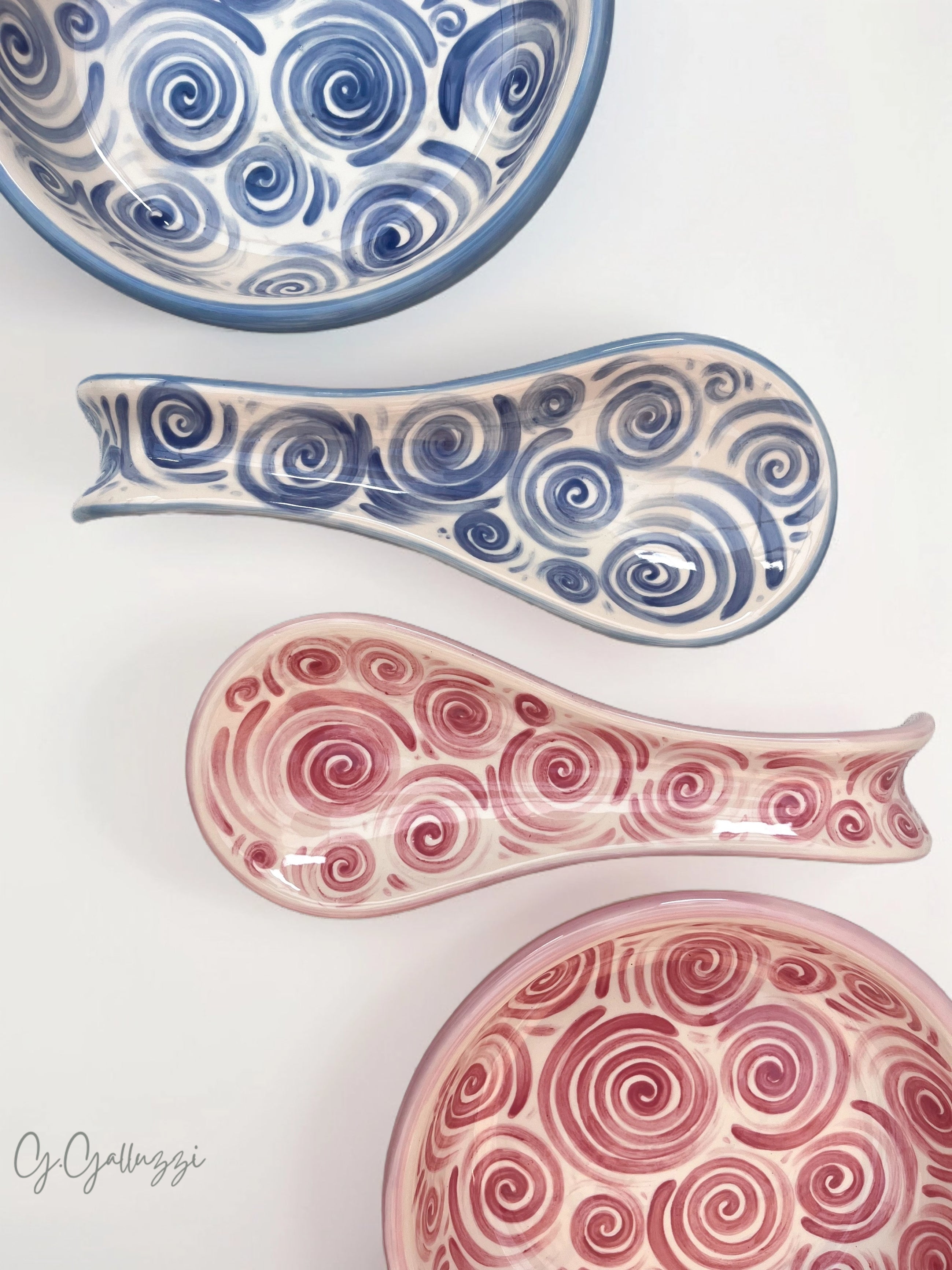 Suporte Descanso Apoio Talher Colher Utensílio Em Cerâmica Rosa