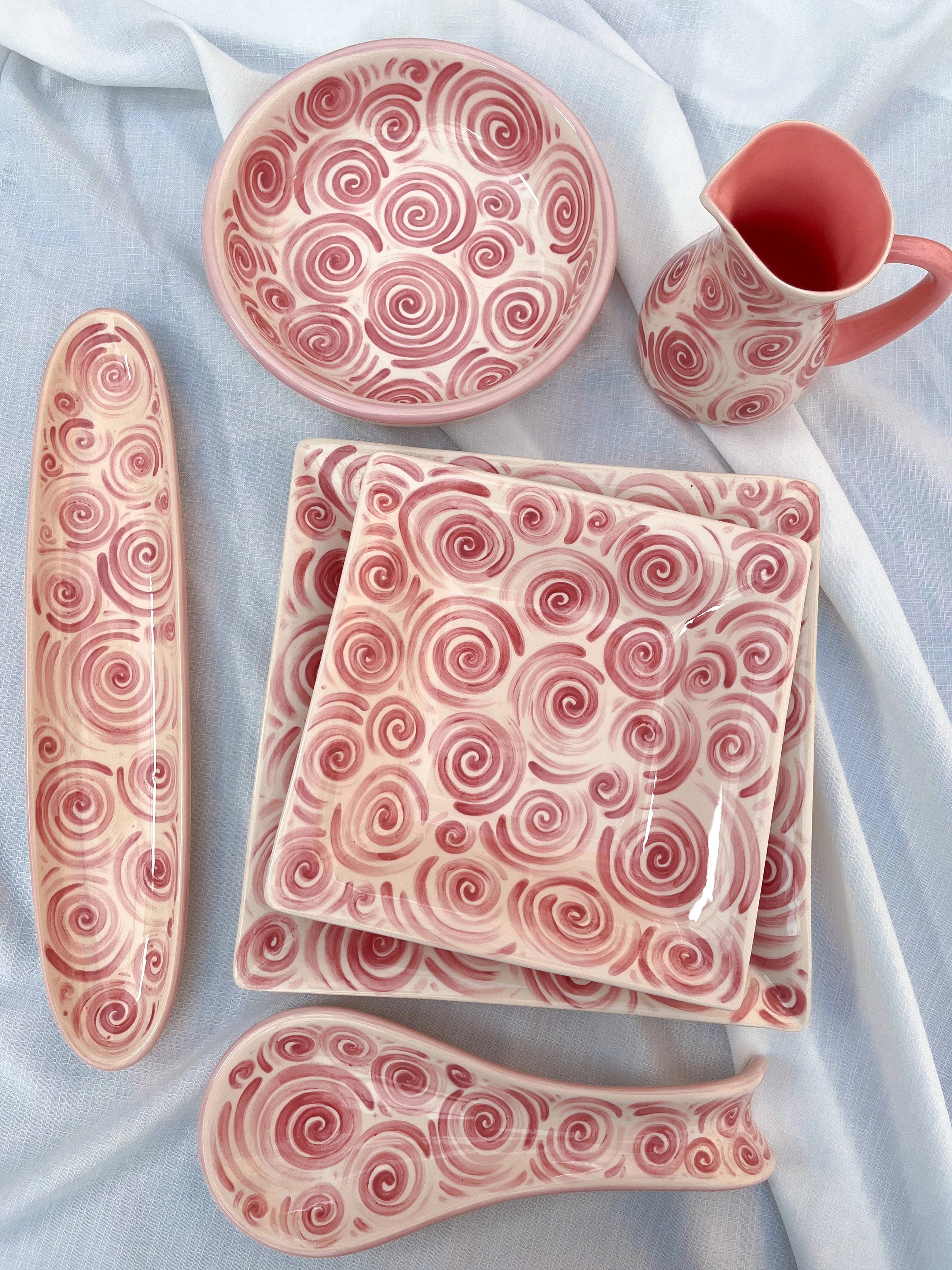 Bagueteira Flow De Cerâmica Suporte Para Baguetes E Pães Rosa