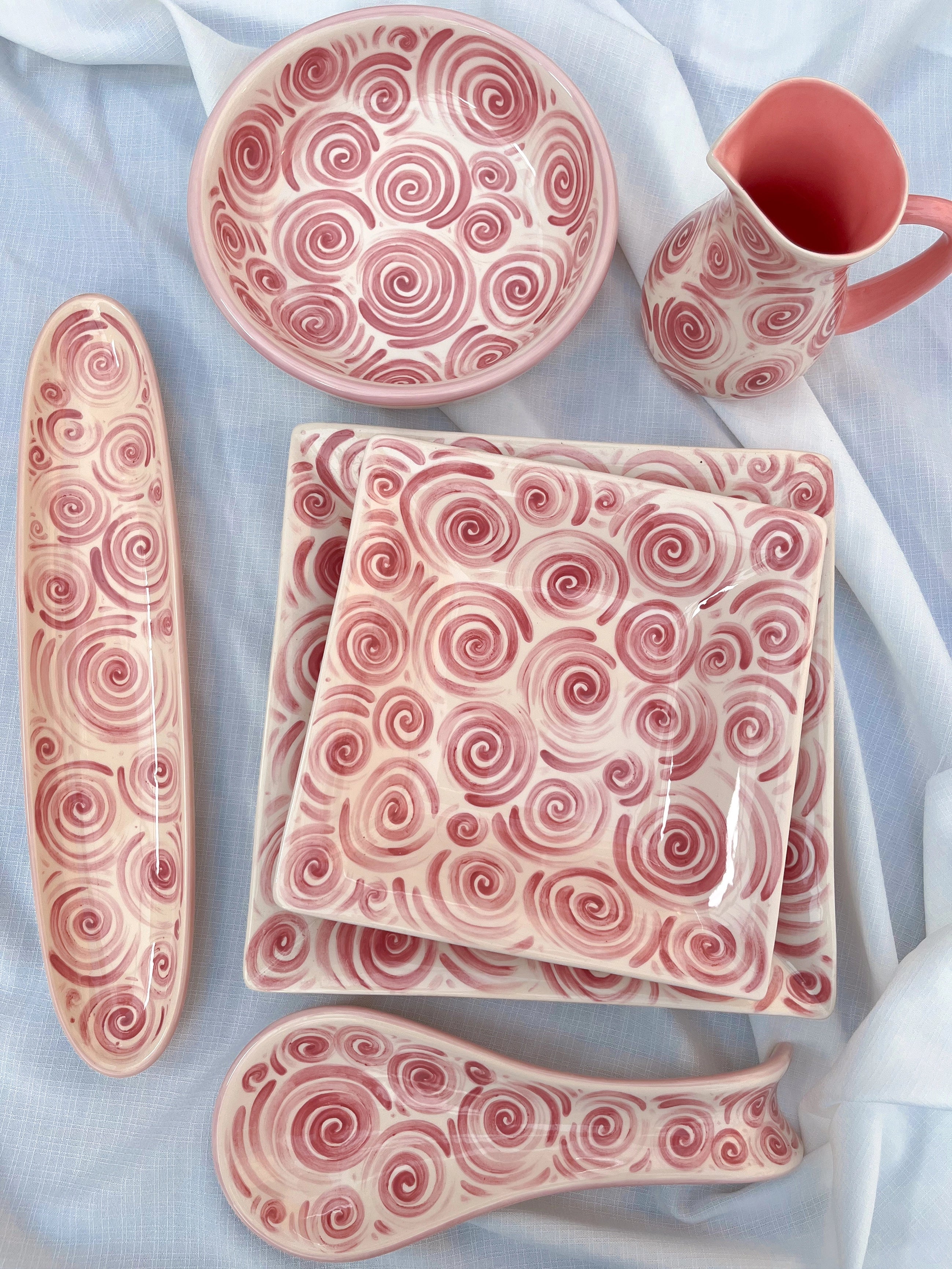 Suporte Descanso Apoio Talher Colher Utensílio Em Cerâmica Rosa