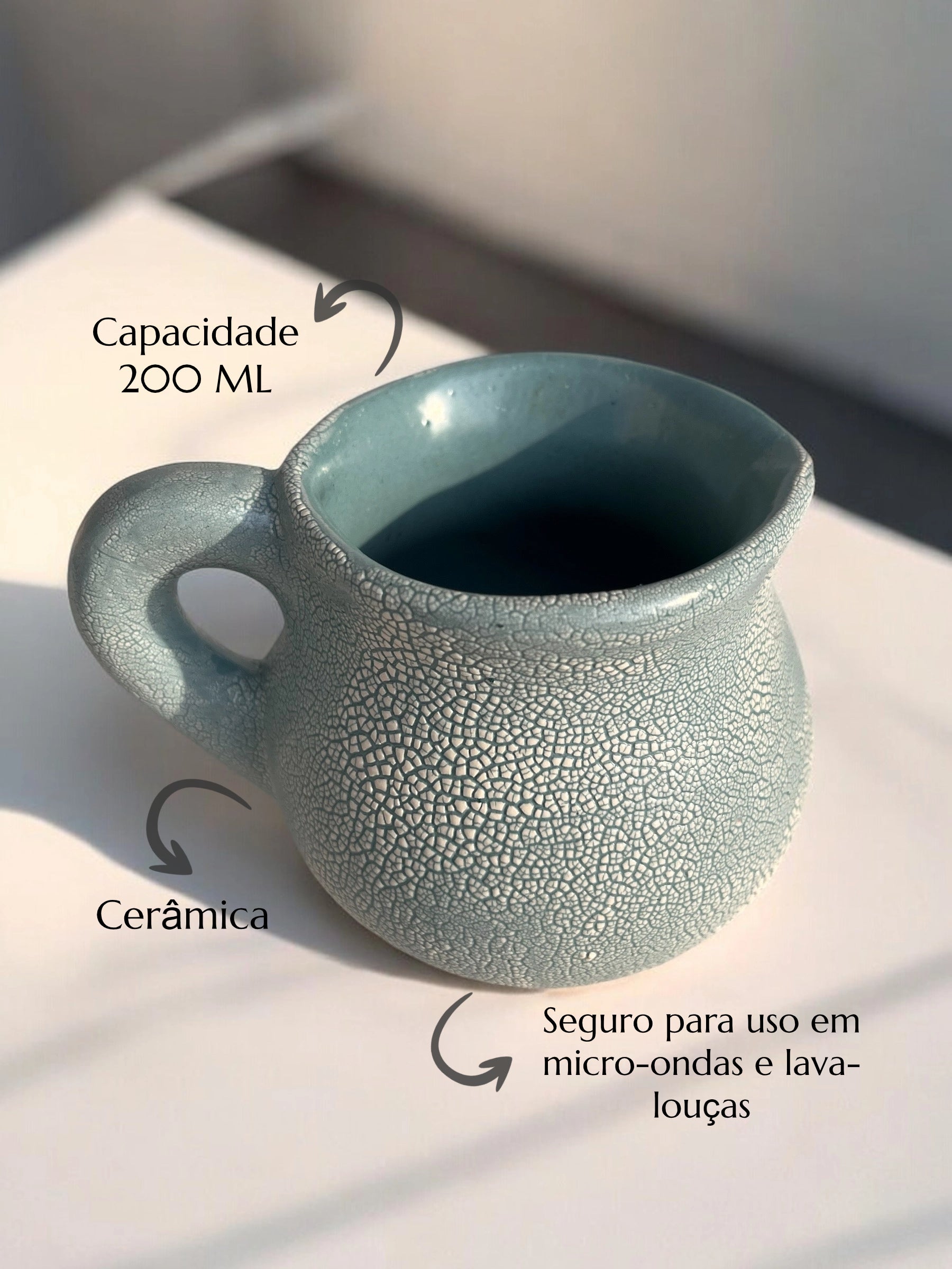 Jarra Leiteira Craquele 200 ML em Cerâmica Azul