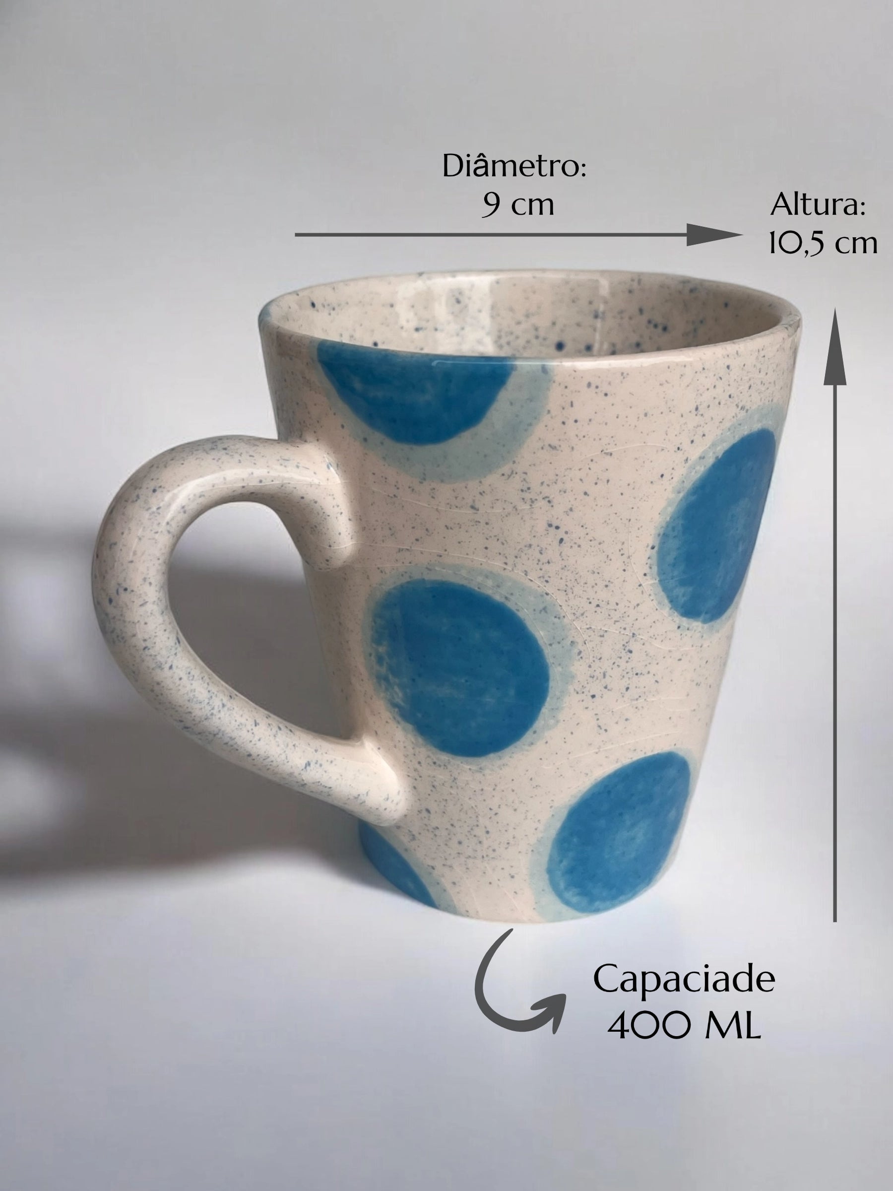 Caneca DualDots em Cerâmica Artesanal 400 ML Azul