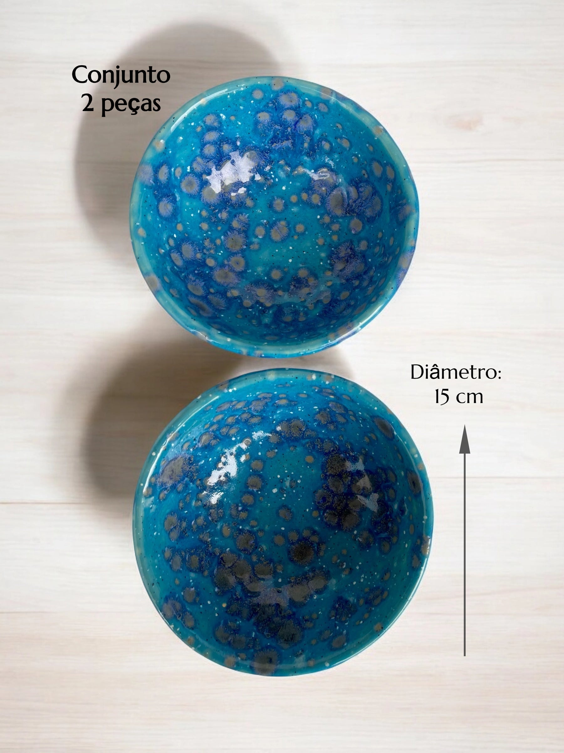 Kit 2 Bowls Tigelas Em Cerâmica 400ML Azul