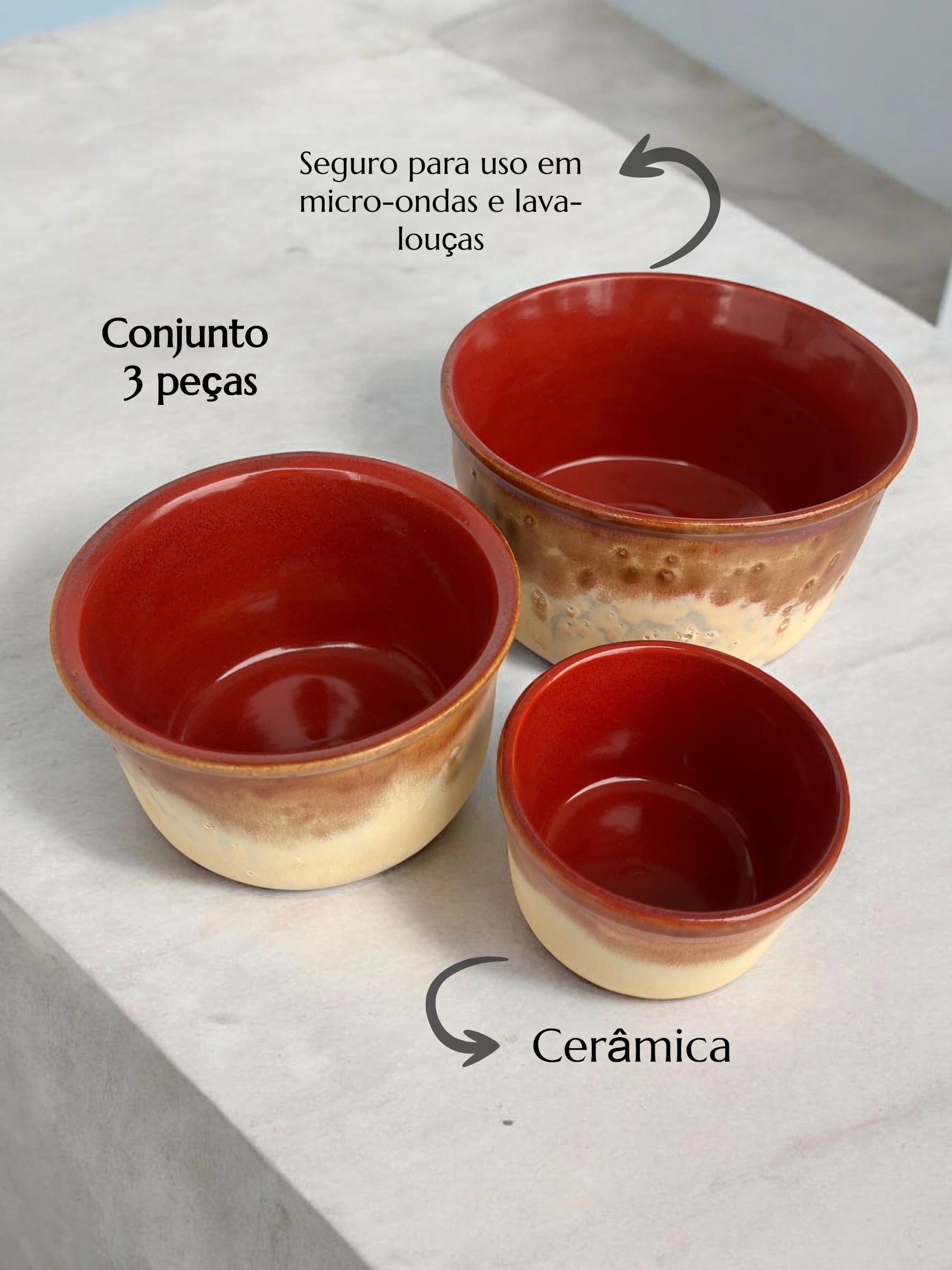 Kit 3 Cumbucas em Cerâmica Artesanal